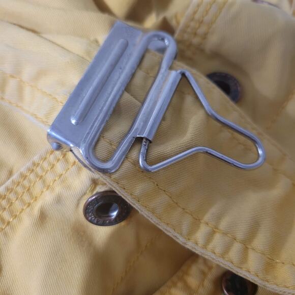 Vintage Bib Overalls Shorts Yellow Cotton Denim Shortalls 90s Y2k Size Medium - Picture 12 of 16